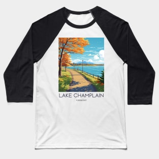 A Pop Art Travel Print of Lake Champlain - Vermont - US Baseball T-Shirt